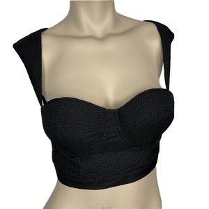 MISHA Collection Cropped Corset Top S Black Zip Back Bra Top